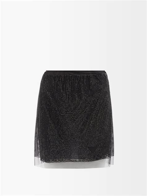 Tulle mini skirt with crystals 